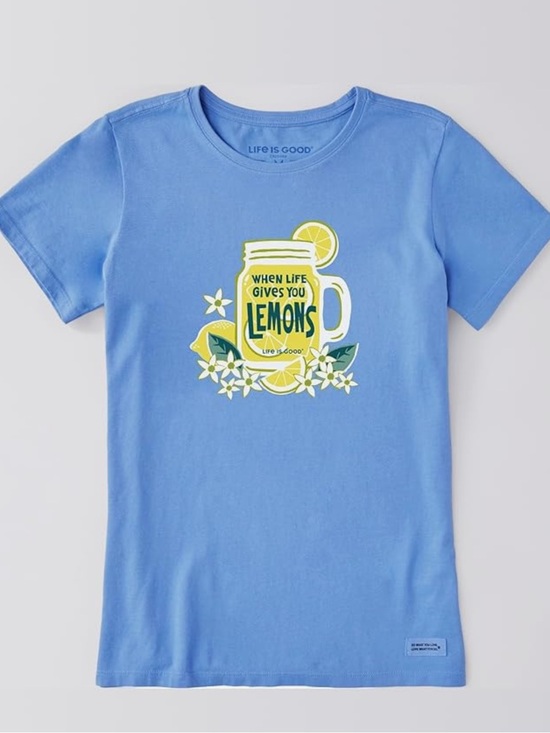 Life Is Good Tops - Life Is Good Life Gives You Lemons Short Sleeve Blue Yellow Graphic Shirt Size S